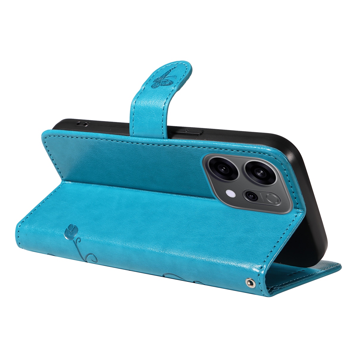 Oppo Reno 14 F Mobilfodral med fjärilar, Blå