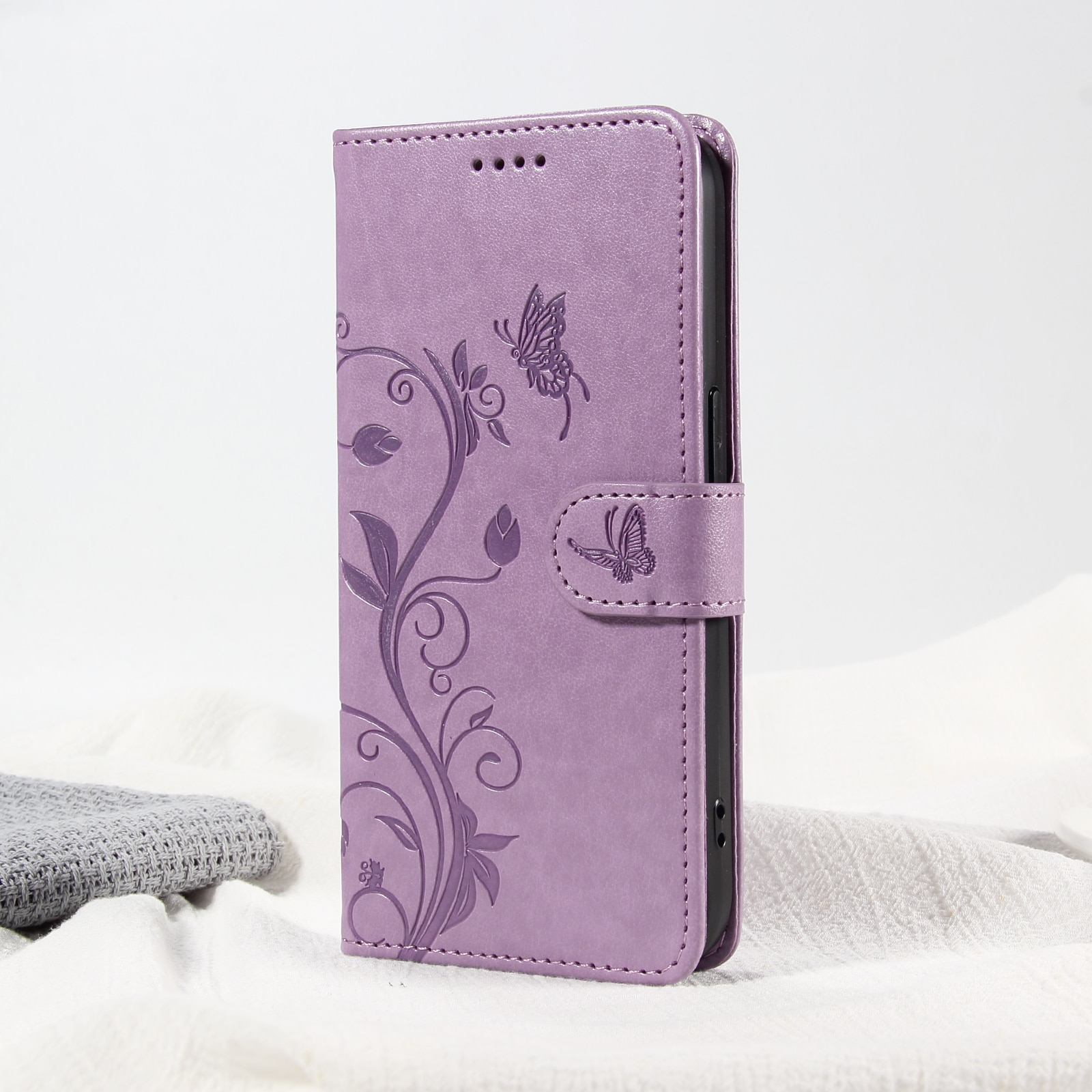 Oppo Reno 14 Mobilfodral med fjärilar, Lila