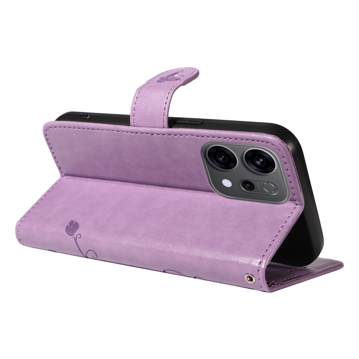 Oppo Reno 14 Mobilfodral med fjärilar, Lila