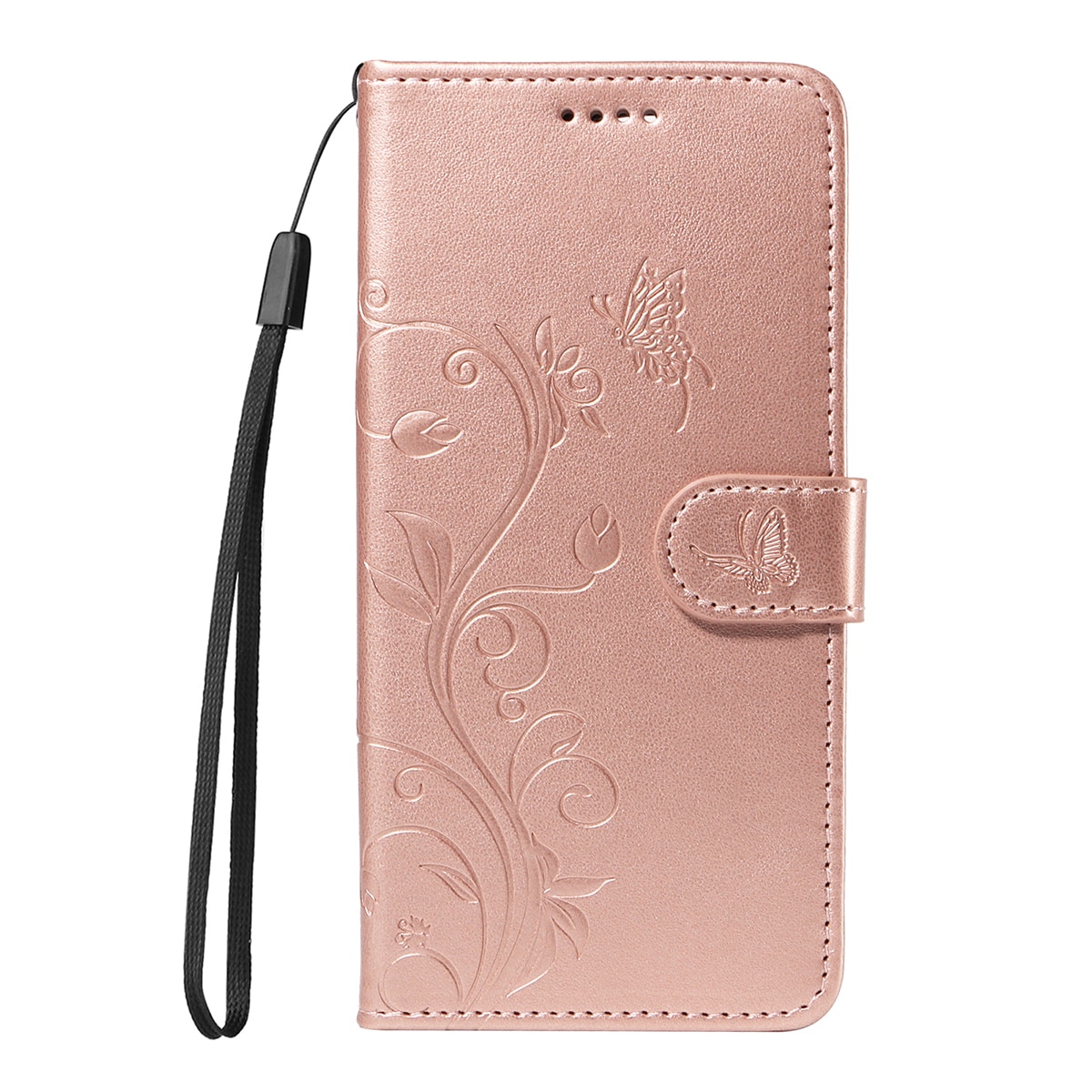 Oppo Reno 14 F Mobilfodral med fjärilar, Roséguld