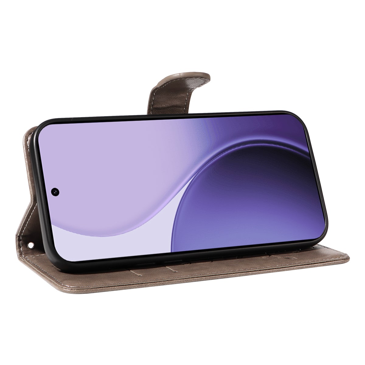 Oppo Reno 14 F Mobilfodral med fjärilar, Grå