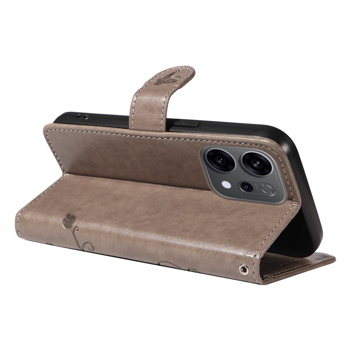 Oppo Reno 14 F Mobilfodral med fjärilar, Grå