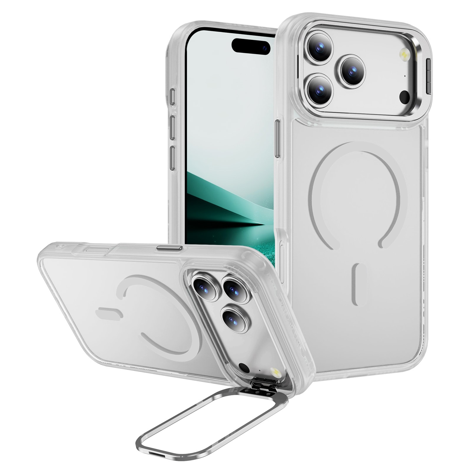 iPhone 17 Pro Max Hybridskal MagSafe med kickstand, Genomskinlig