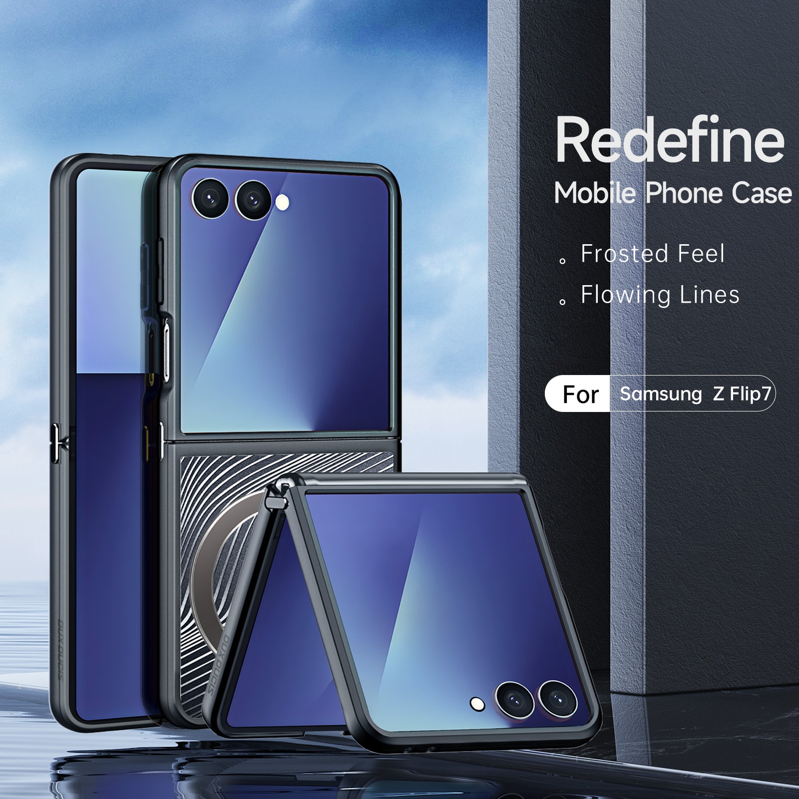 Samsung Galaxy Z Flip 7 Aimo Hybrid-skal, svart