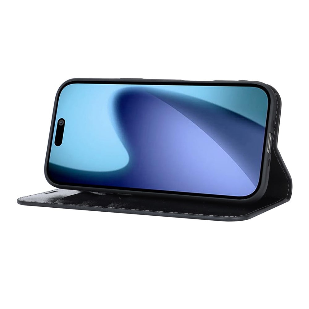 iPhone 17 Air Smidigt mobilfodral i äkta läder, Svart