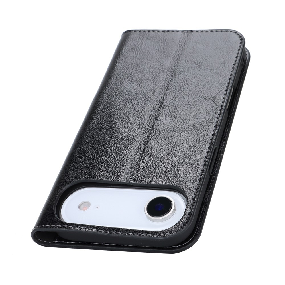 iPhone 17 Air Smidigt mobilfodral i äkta läder, Svart