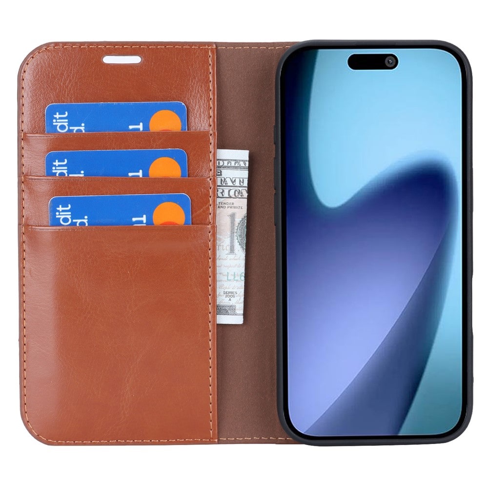 iPhone 17 Air Smidigt mobilfodral i äkta läder, Svart