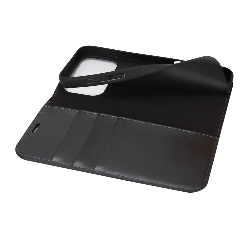 iPhone 17 Pro Max Smidigt mobilfodral i äkta läder, Svart