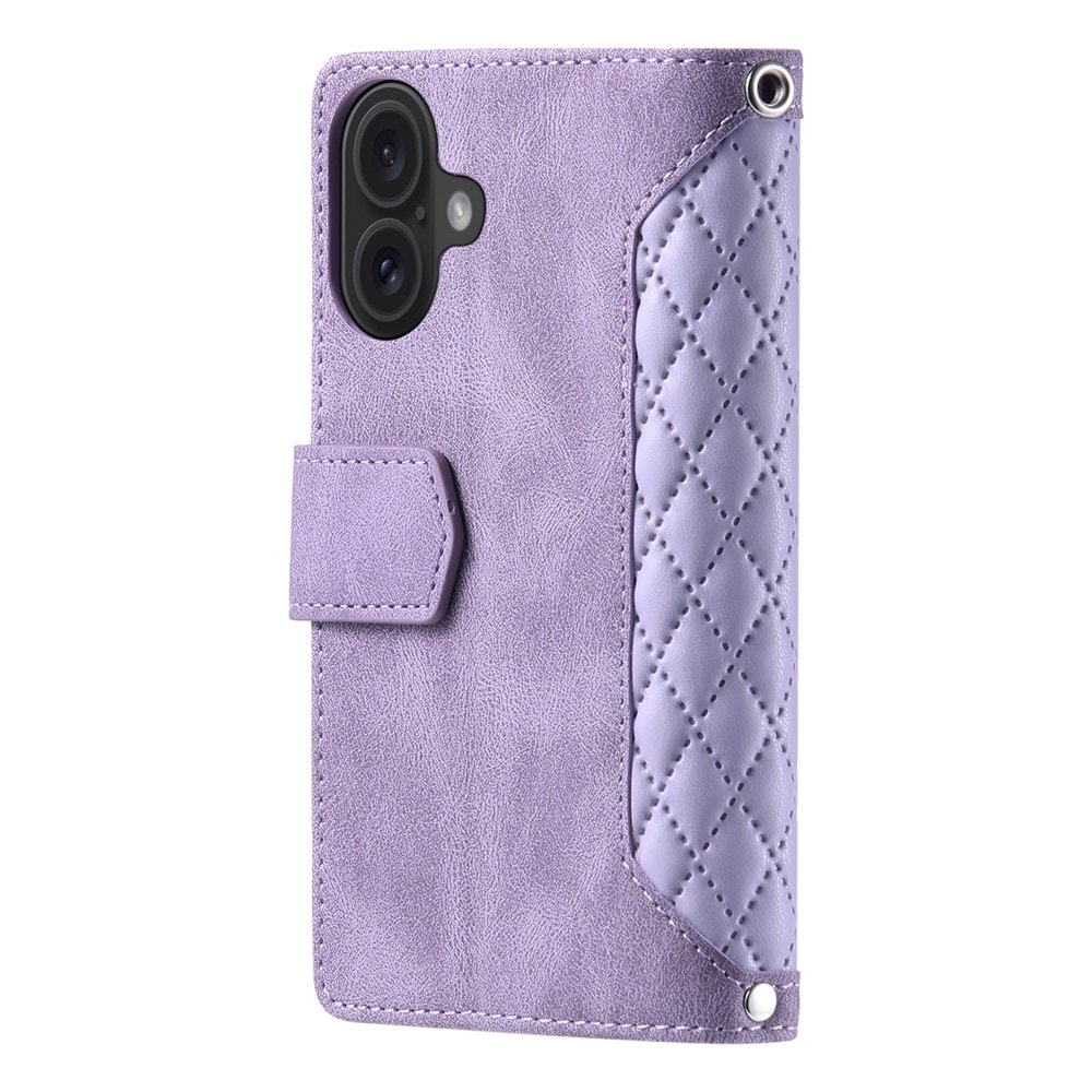 iPhone 17 Quiltad plånboksväska, Lila