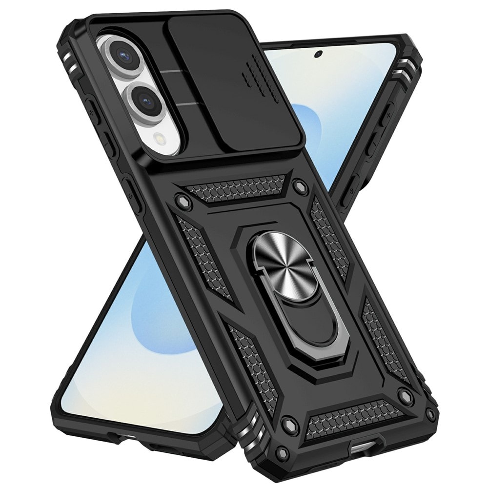 Samsung Galaxy S25 Edge Skal med kameraskydd & fingerring, Svart