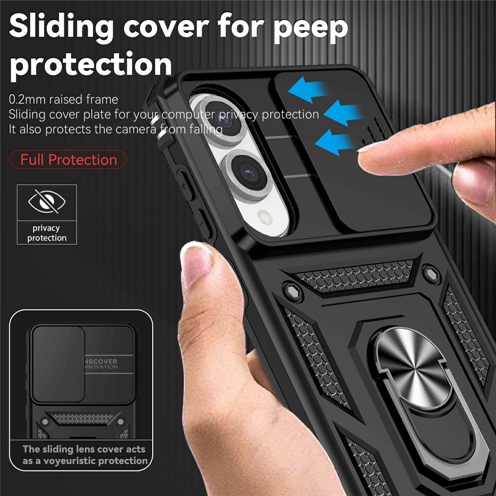 Samsung Galaxy S25 Edge Skal med kameraskydd & fingerring, Svart