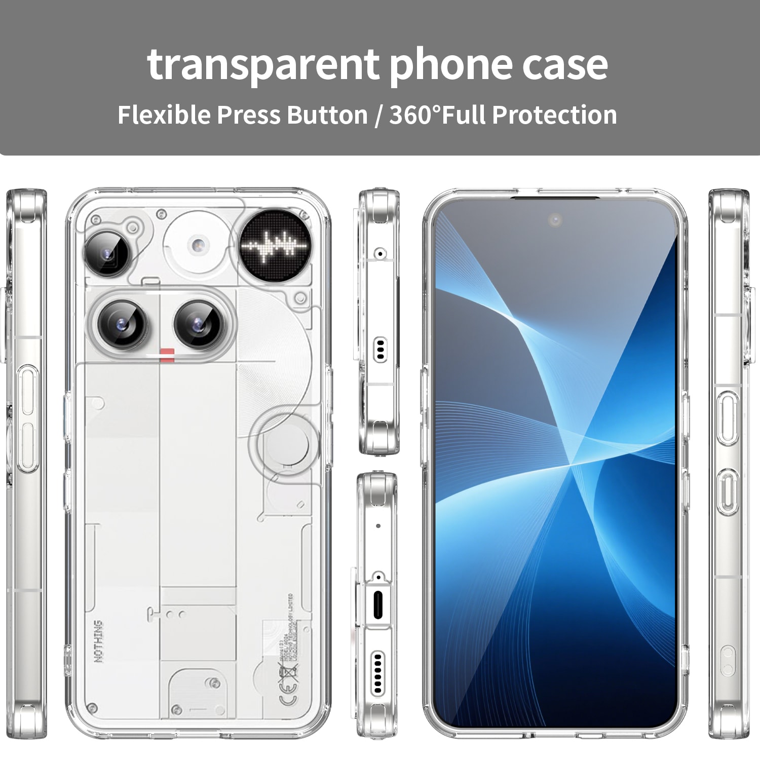 Nothing Phone 3 Crystal Hybrid-skal, Genomskinlig