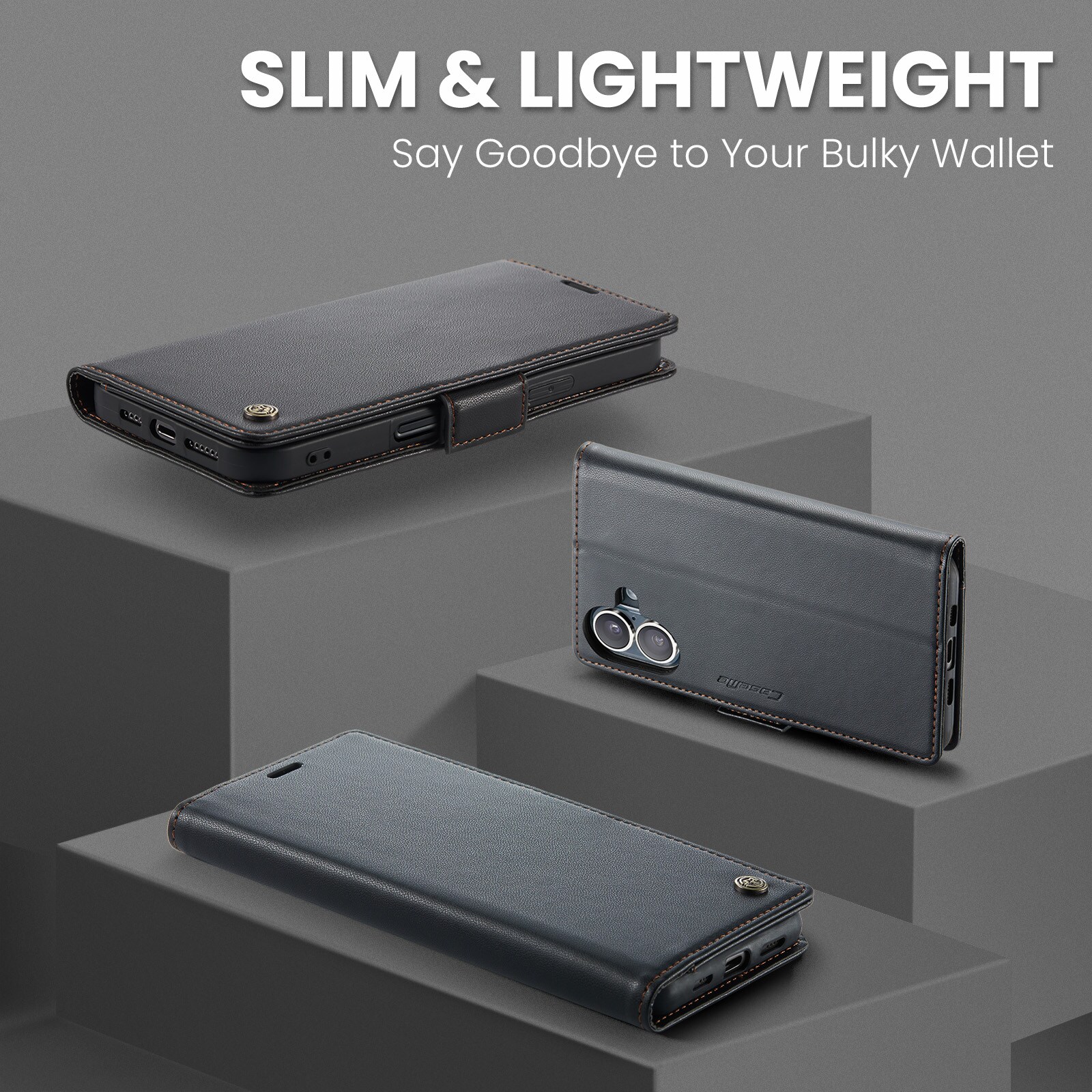 iPhone 17 Slimmat RFID-plånboksfodral, Svart