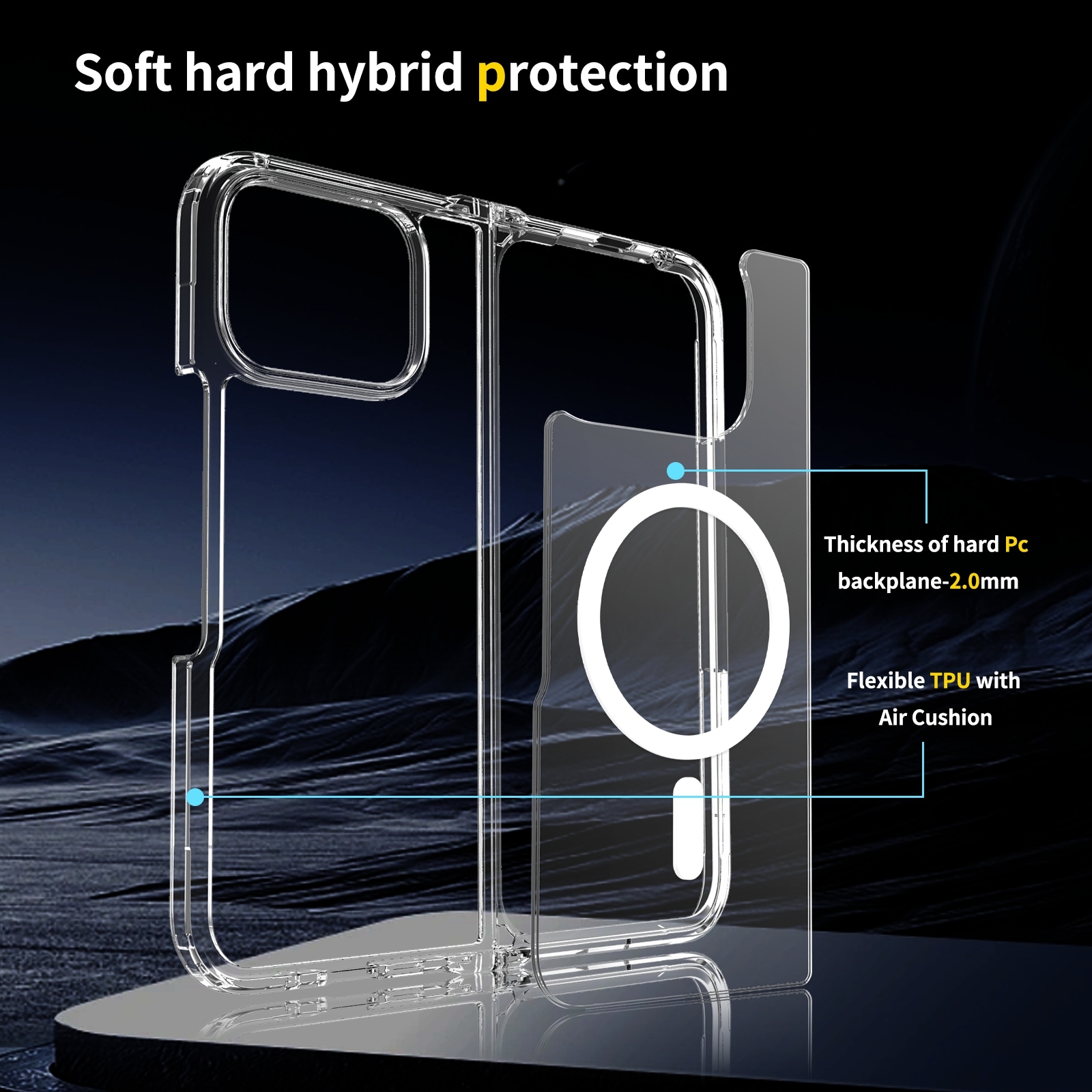 Google Pixel 10 Pro Fold MagSafe Hybrid-skal, Genomskinlig