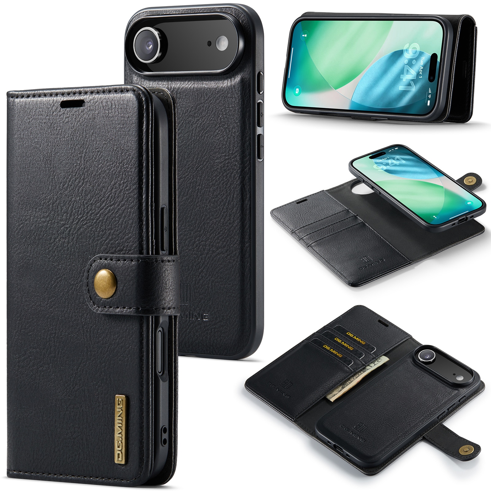 iPhone 17 Air Plånboksfodral med avtagbart skal, Black