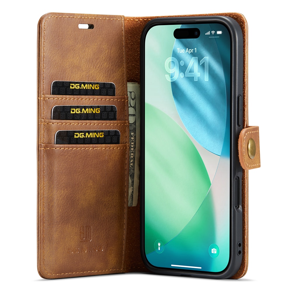 iPhone 17 Air Plånboksfodral med avtagbart skal, Cognac