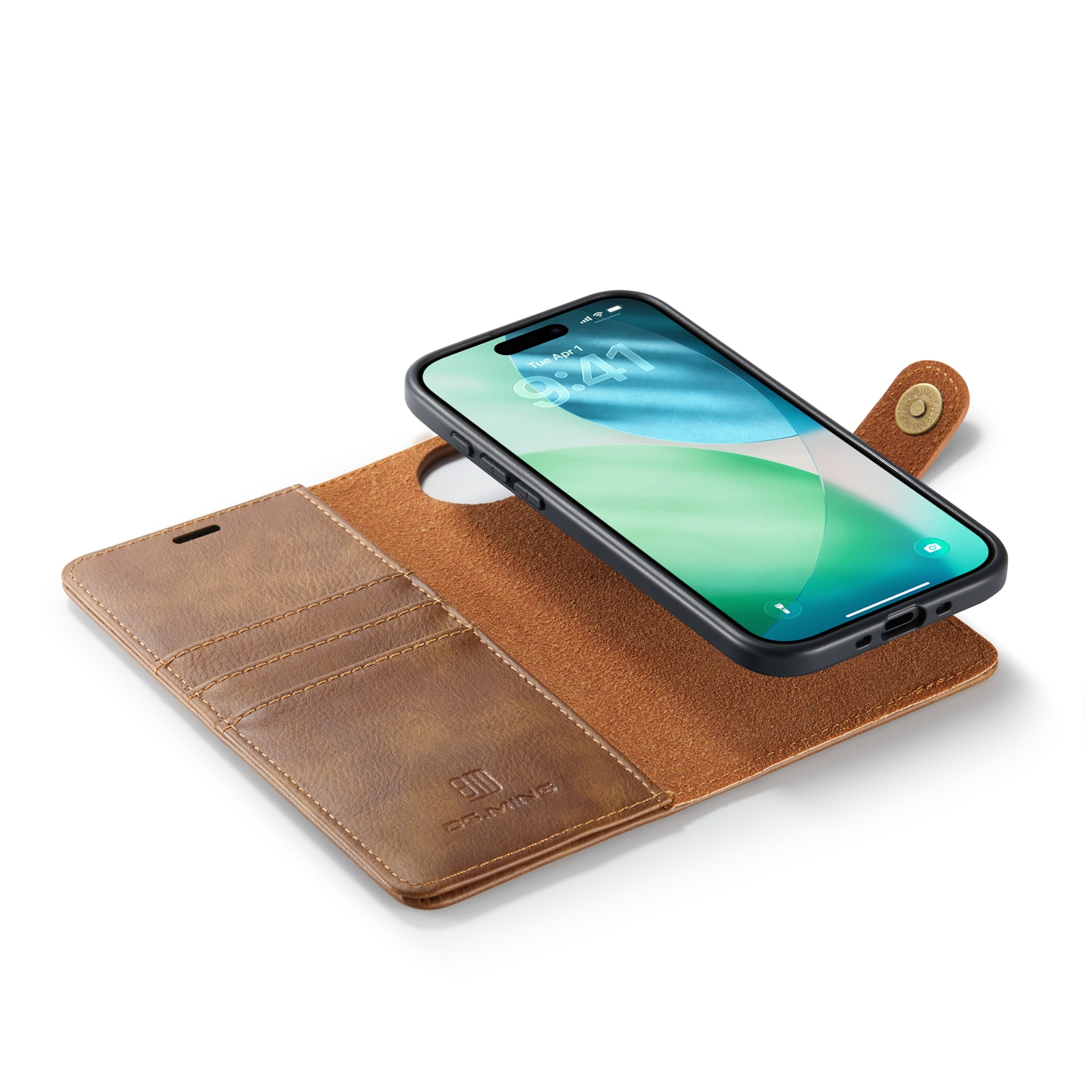 iPhone 17 Air Plånboksfodral med avtagbart skal, Cognac
