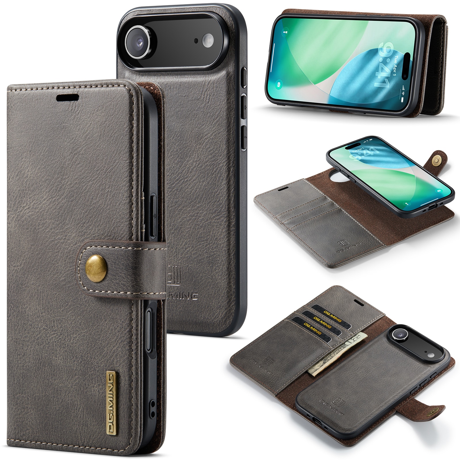 iPhone 17 Air Plånboksfodral med avtagbart skal, Brown
