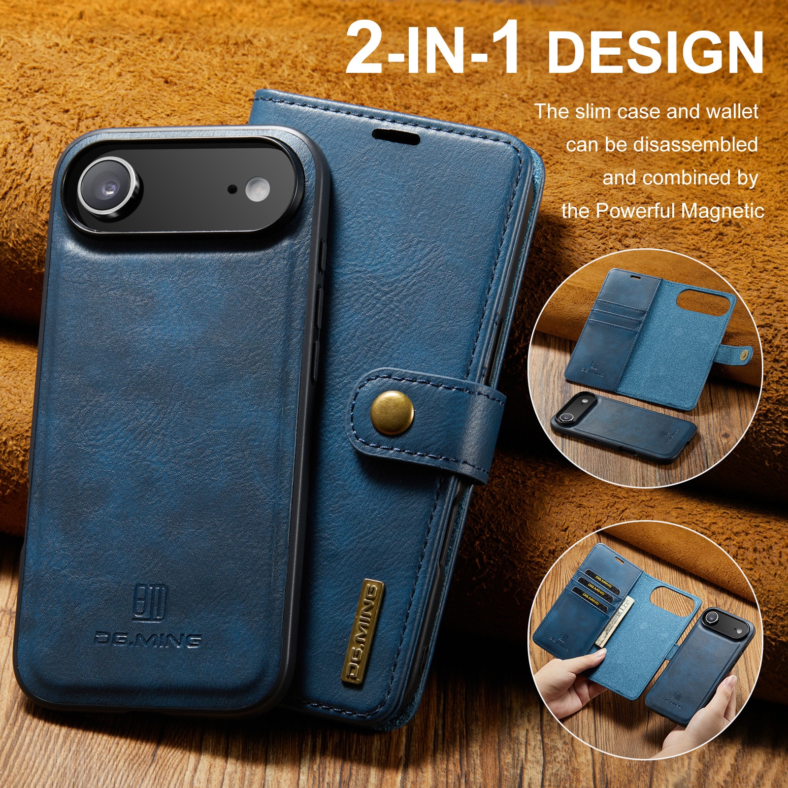 iPhone 17 Air Plånboksfodral med avtagbart skal, Blue