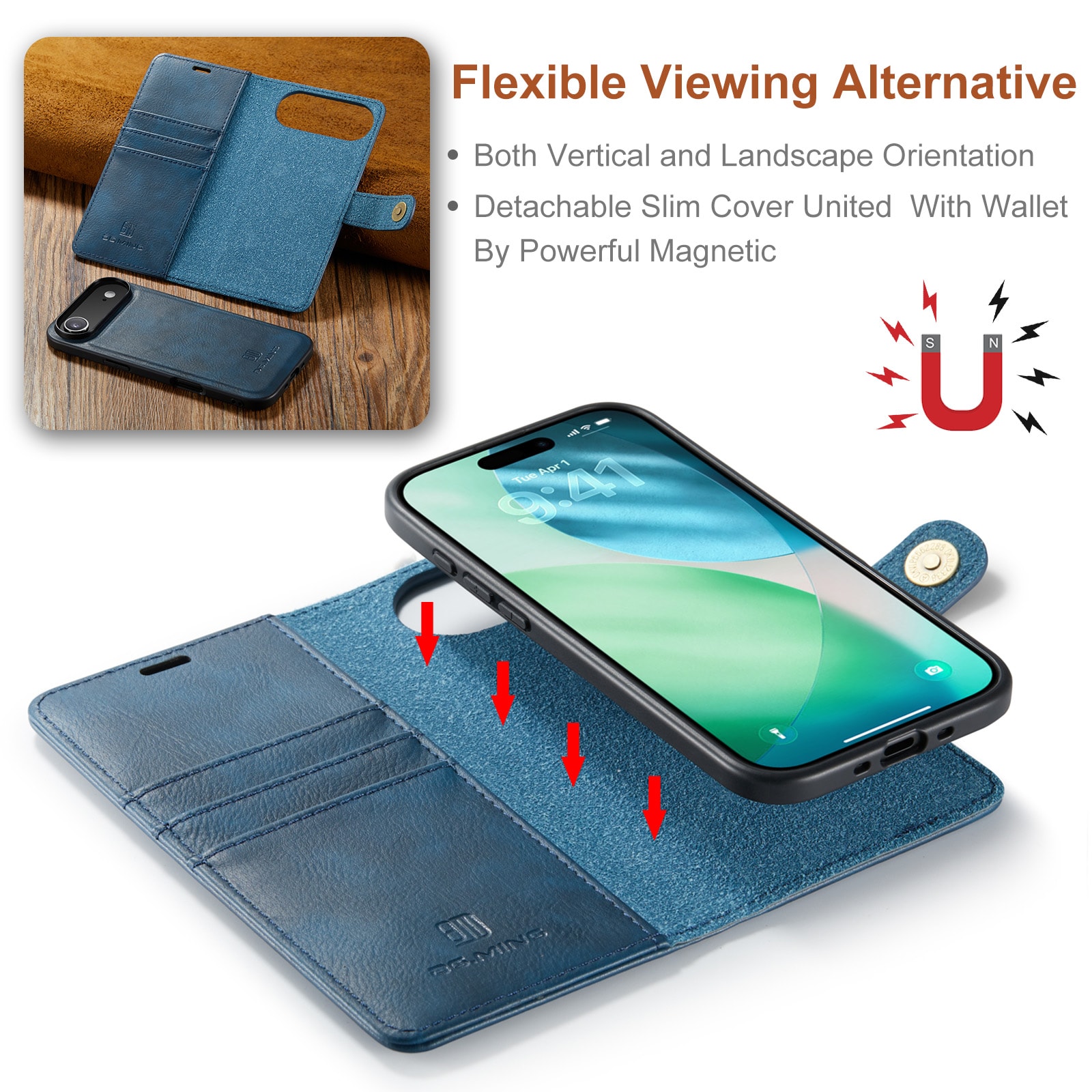 iPhone 17 Air Plånboksfodral med avtagbart skal, Blue