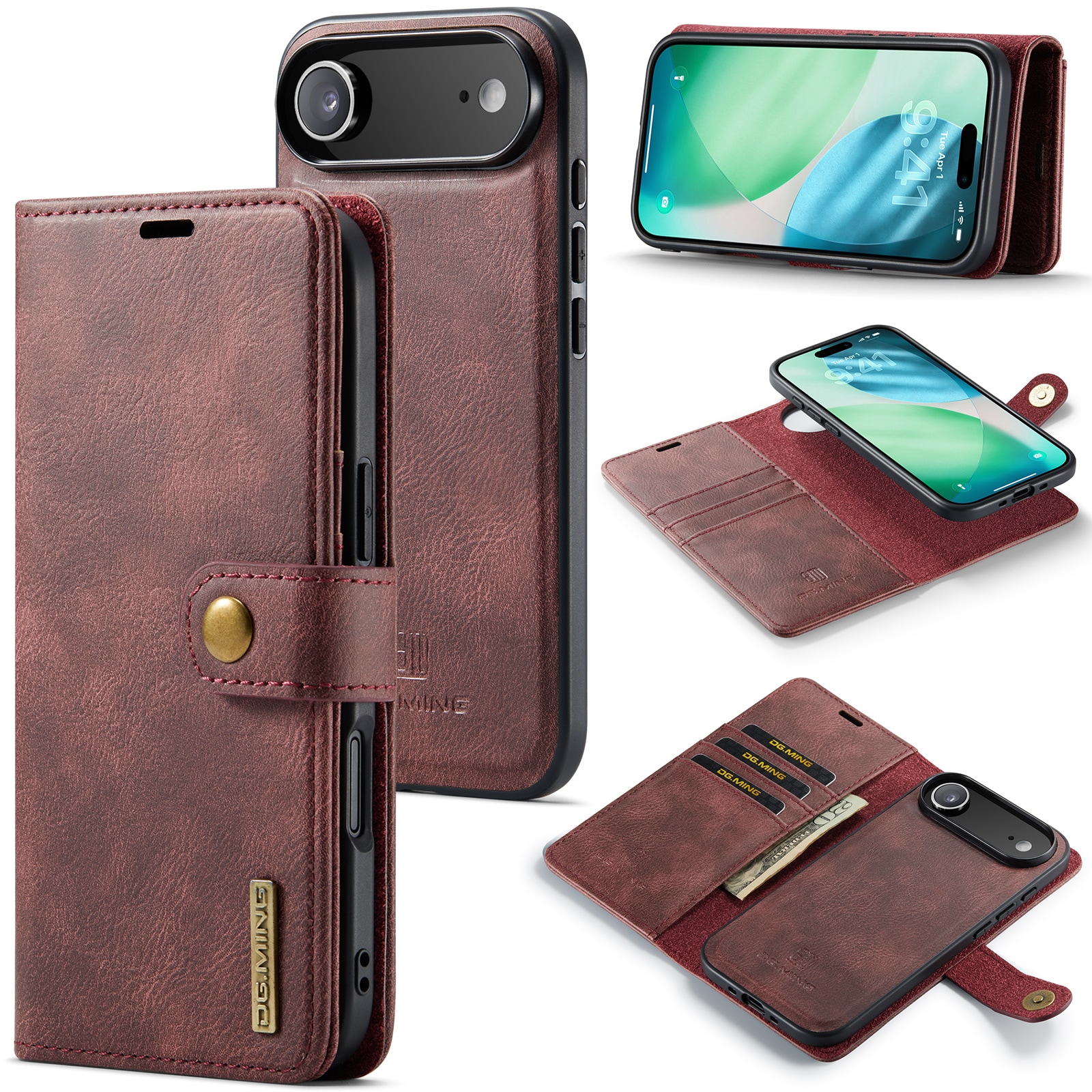 iPhone 17 Air Plånboksfodral med avtagbart skal, Red