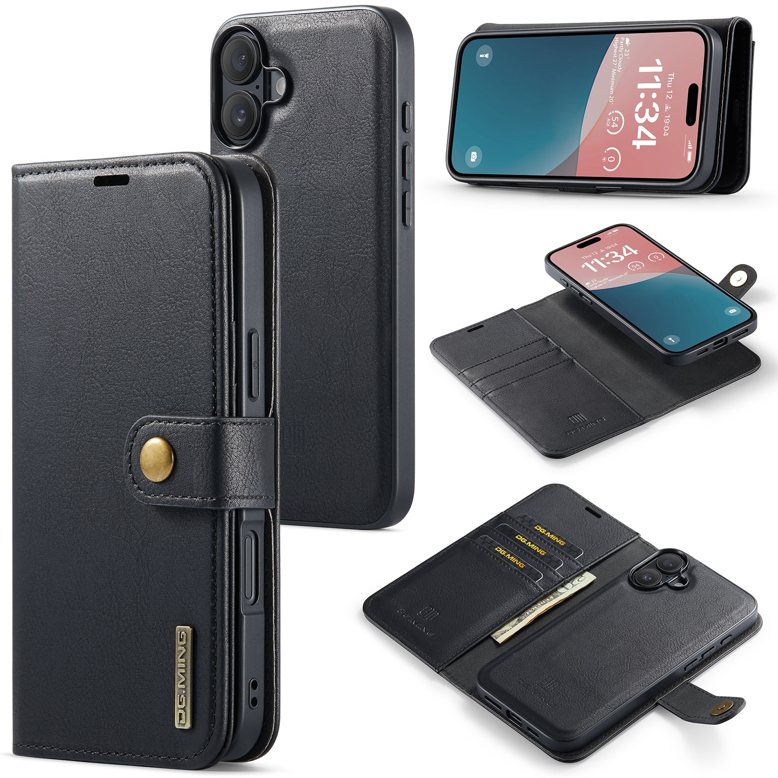 iPhone 17 Plånboksfodral med avtagbart skal, Black