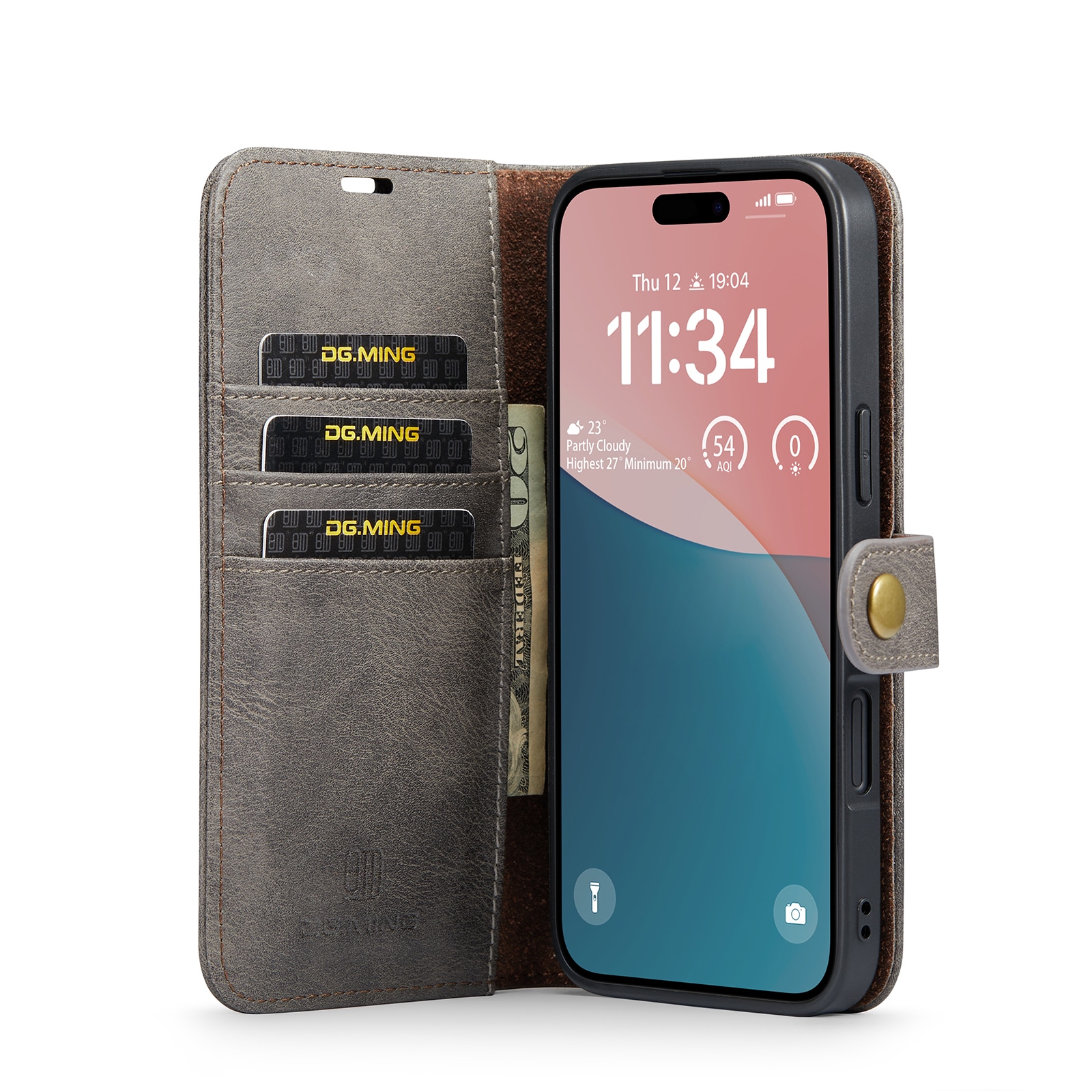 iPhone 17 Plånboksfodral med avtagbart skal, Brown