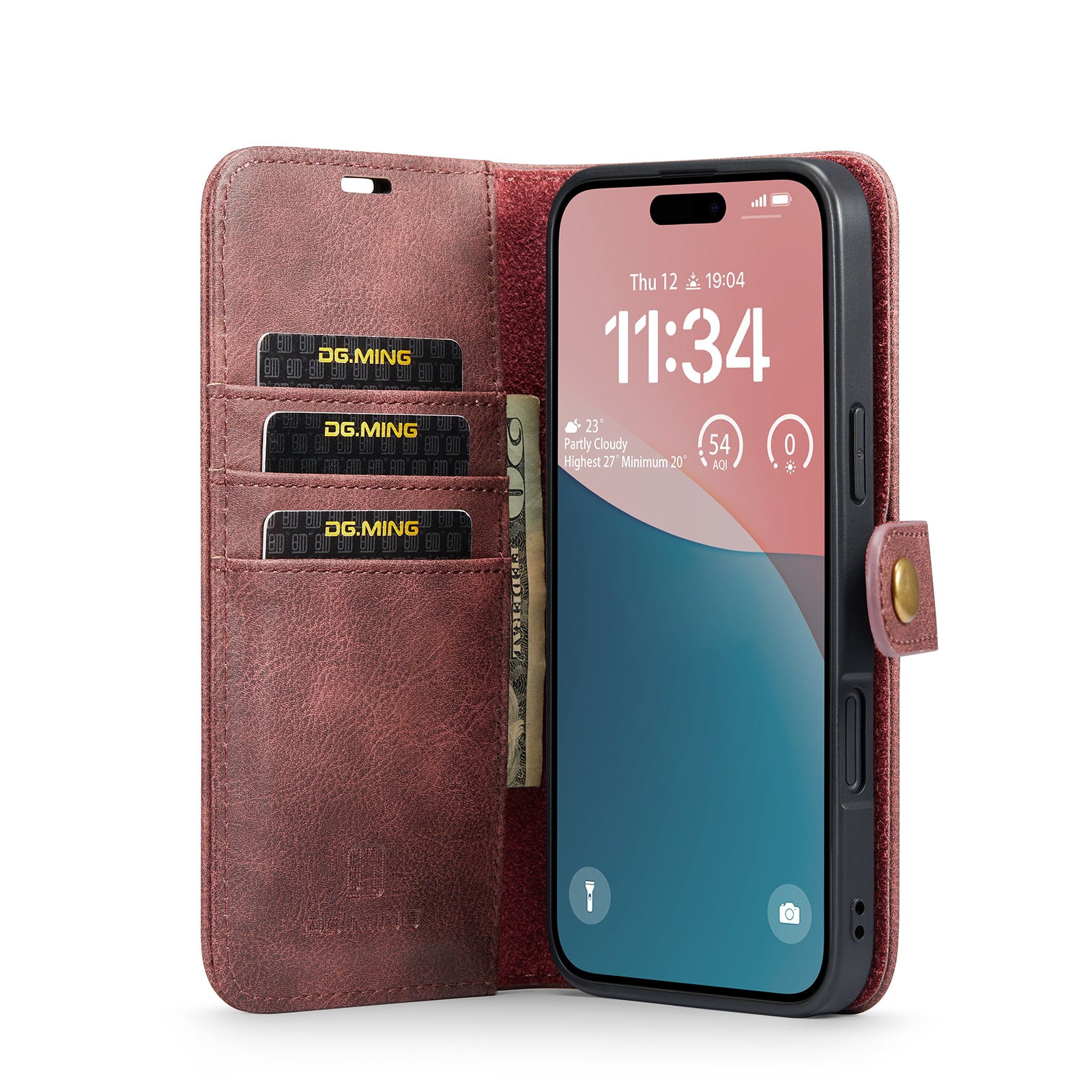 iPhone 17 Plånboksfodral med avtagbart skal, Red