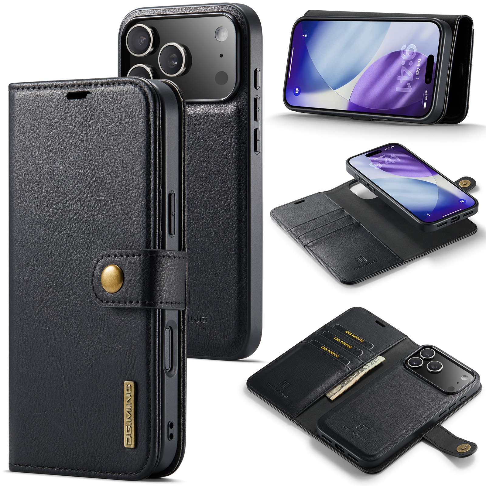 iPhone 17 Pro Plånboksfodral med avtagbart skal, Black