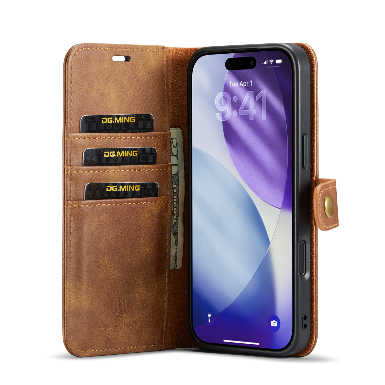 iPhone 17 Pro Plånboksfodral med avtagbart skal, Cognac