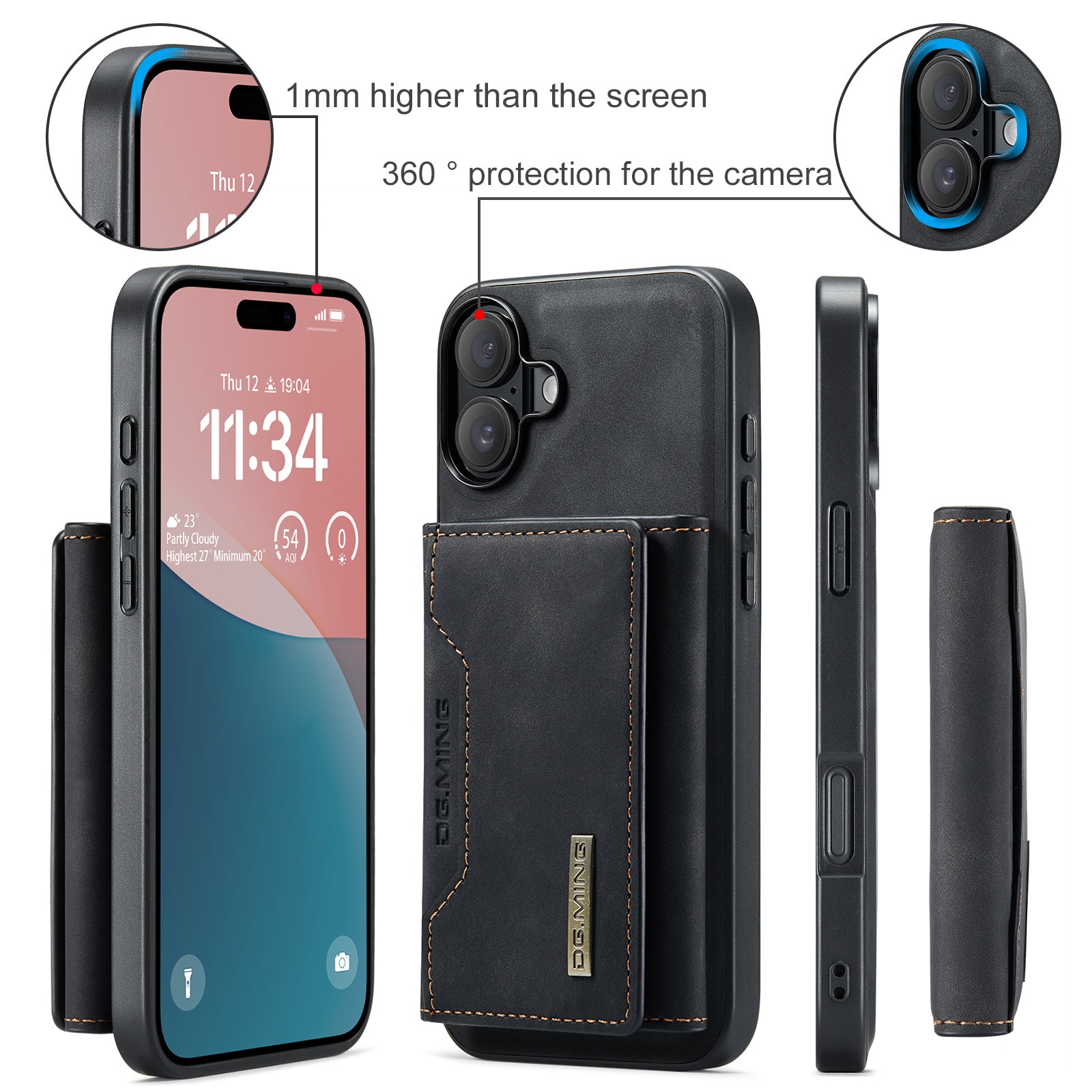 iPhone 17 Skal med avtagbar plånbok, Svart