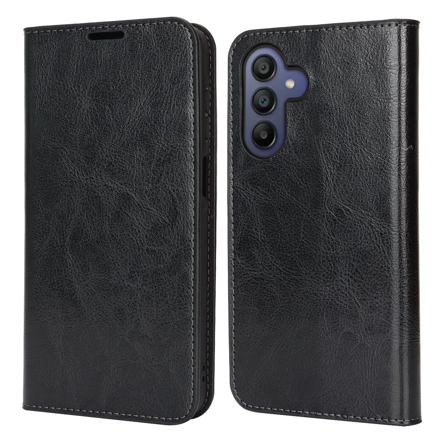 Samsung Galaxy A17 Smidigt mobilfodral i äkta läder, Svart