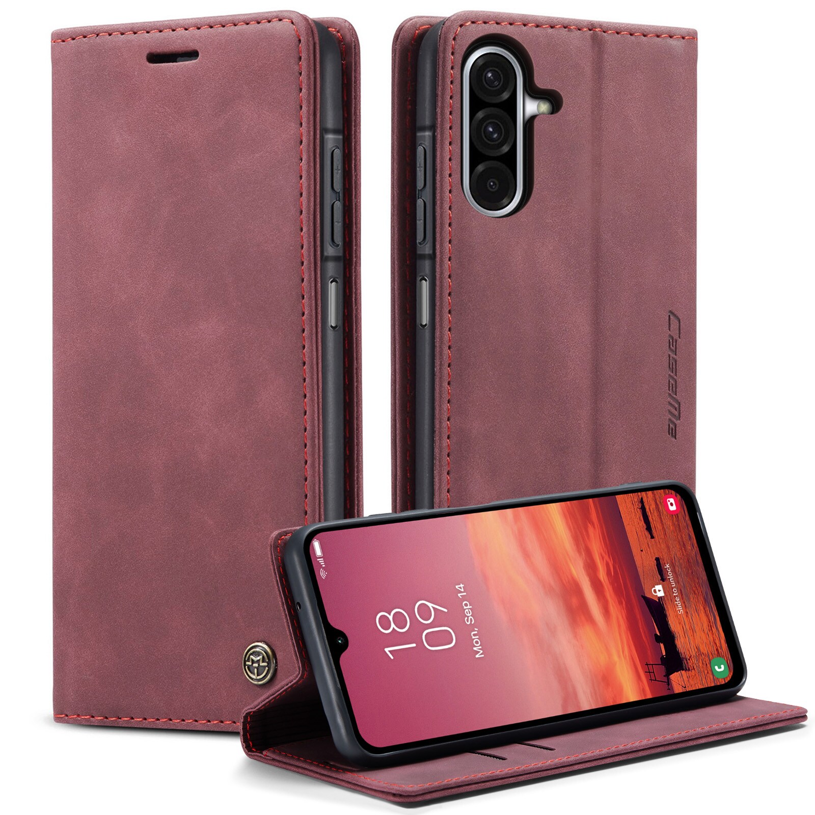 Samsung Galaxy A17 Slimmat plånboksfodral, Röd