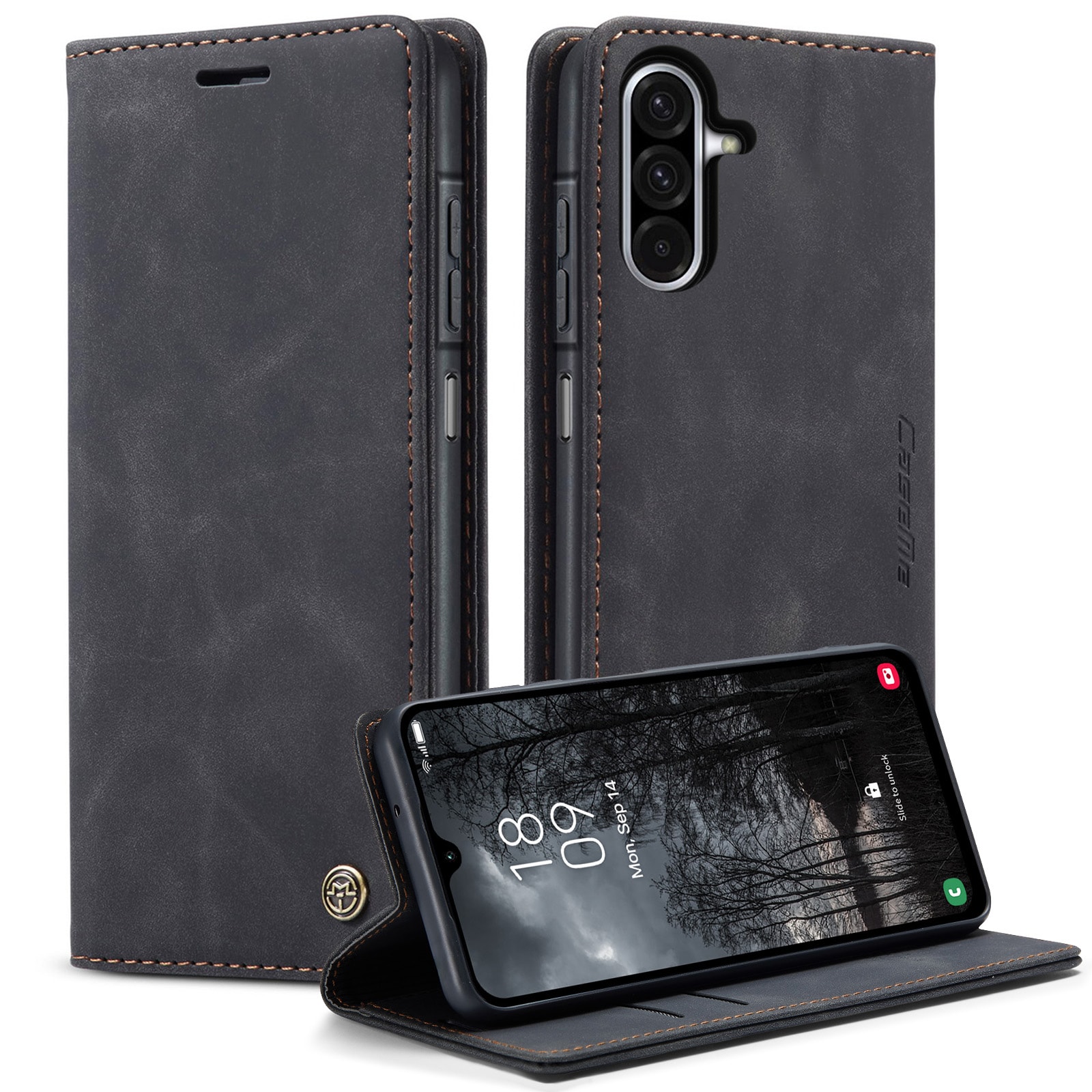 Samsung Galaxy A17 Slimmat plånboksfodral, Svart