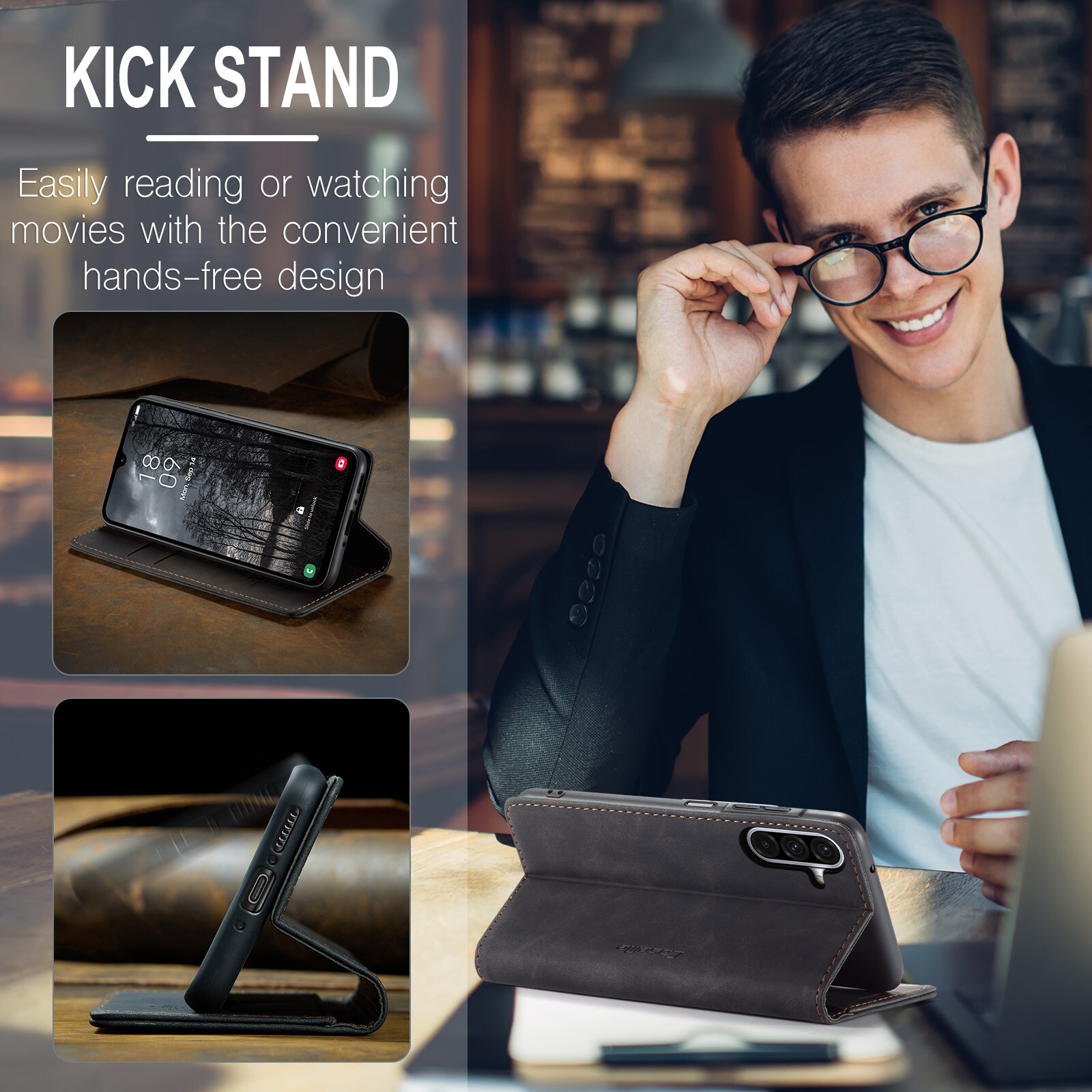 Samsung Galaxy A17 Slimmat plånboksfodral, Svart