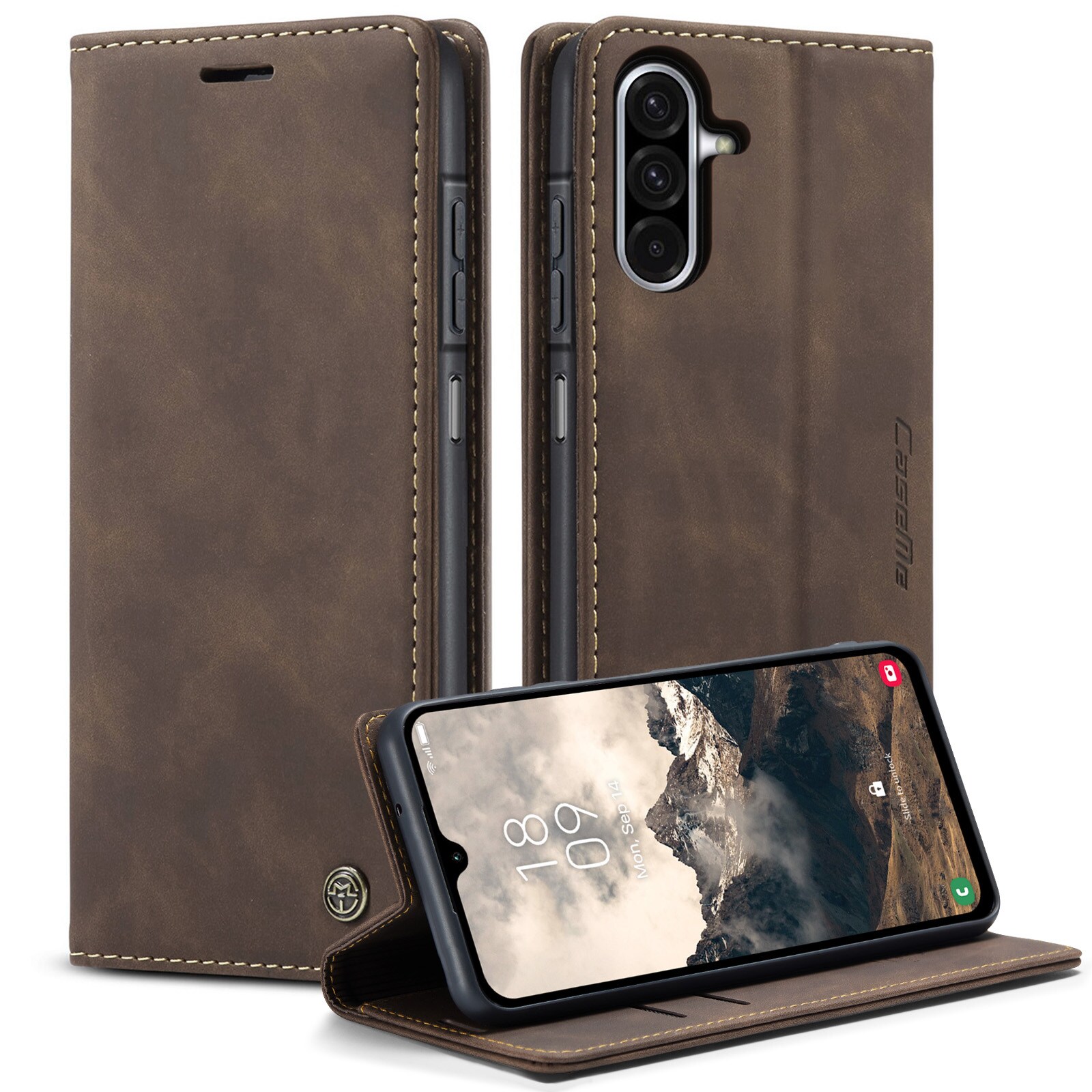 Samsung Galaxy A17 Slimmat plånboksfodral, Brun
