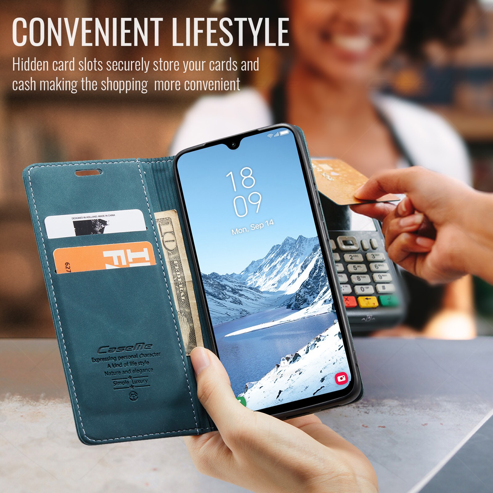 Samsung Galaxy A17 Slimmat plånboksfodral, Blå