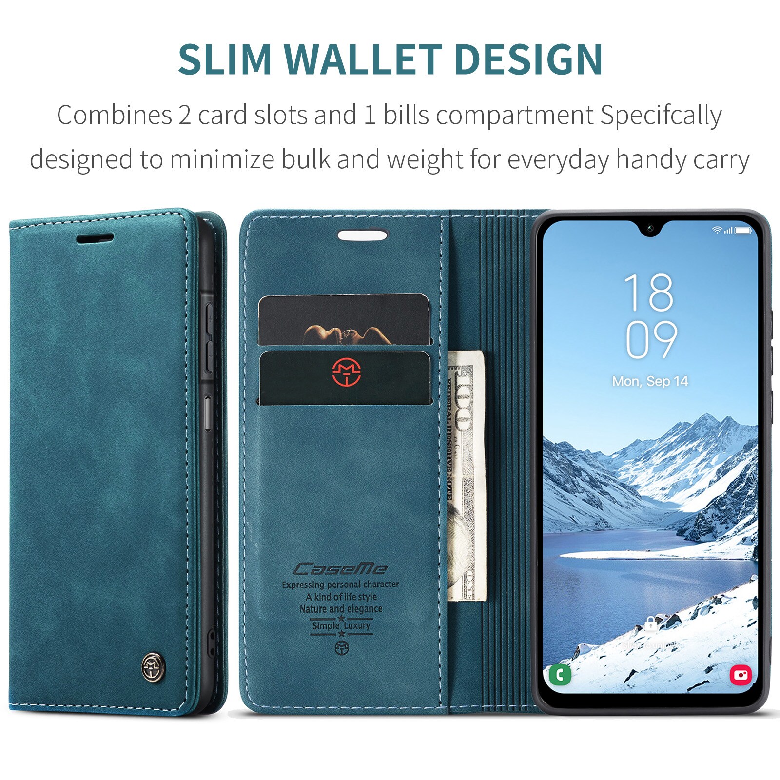 Samsung Galaxy A17 Slimmat plånboksfodral, Blå