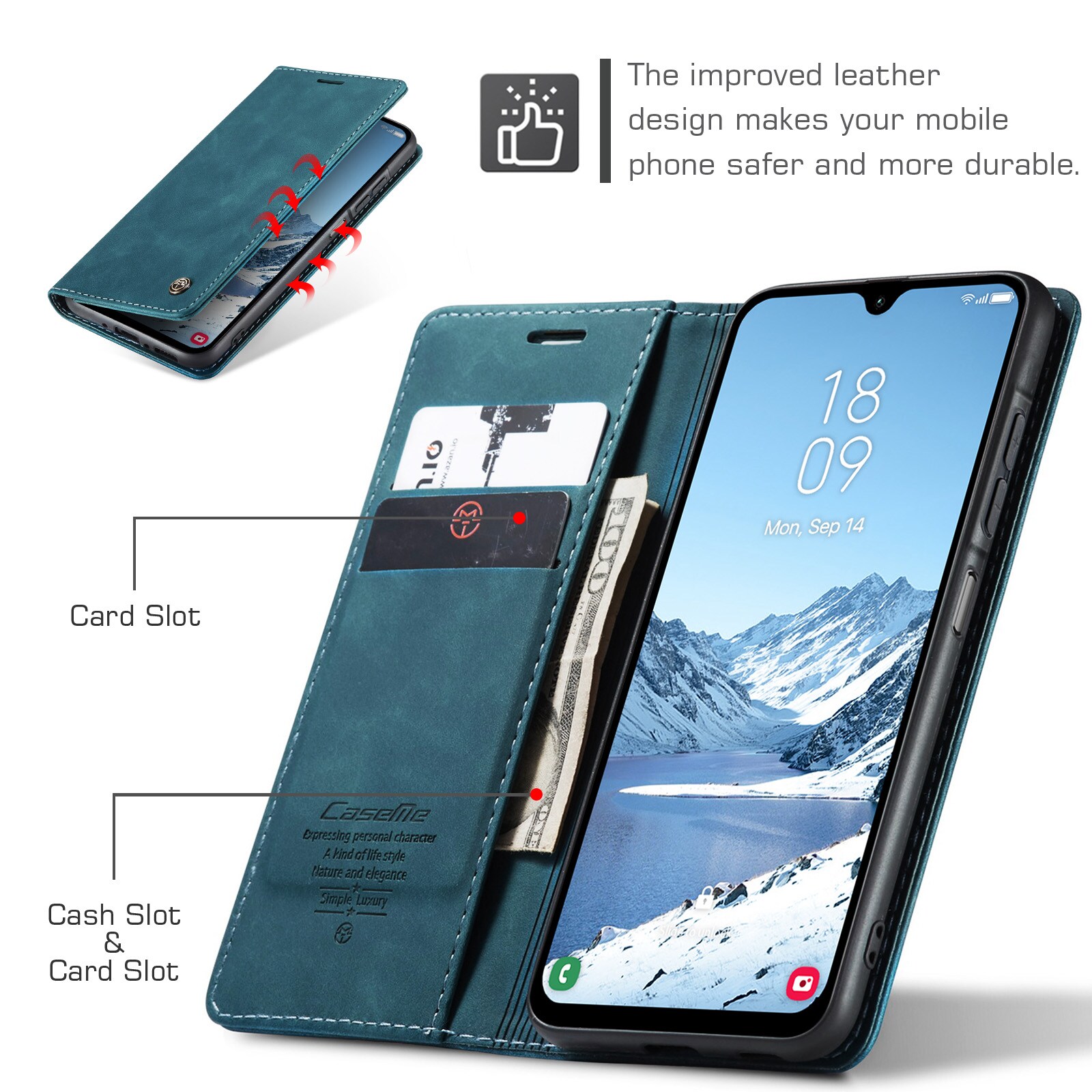 Samsung Galaxy A17 Slimmat plånboksfodral, Blå