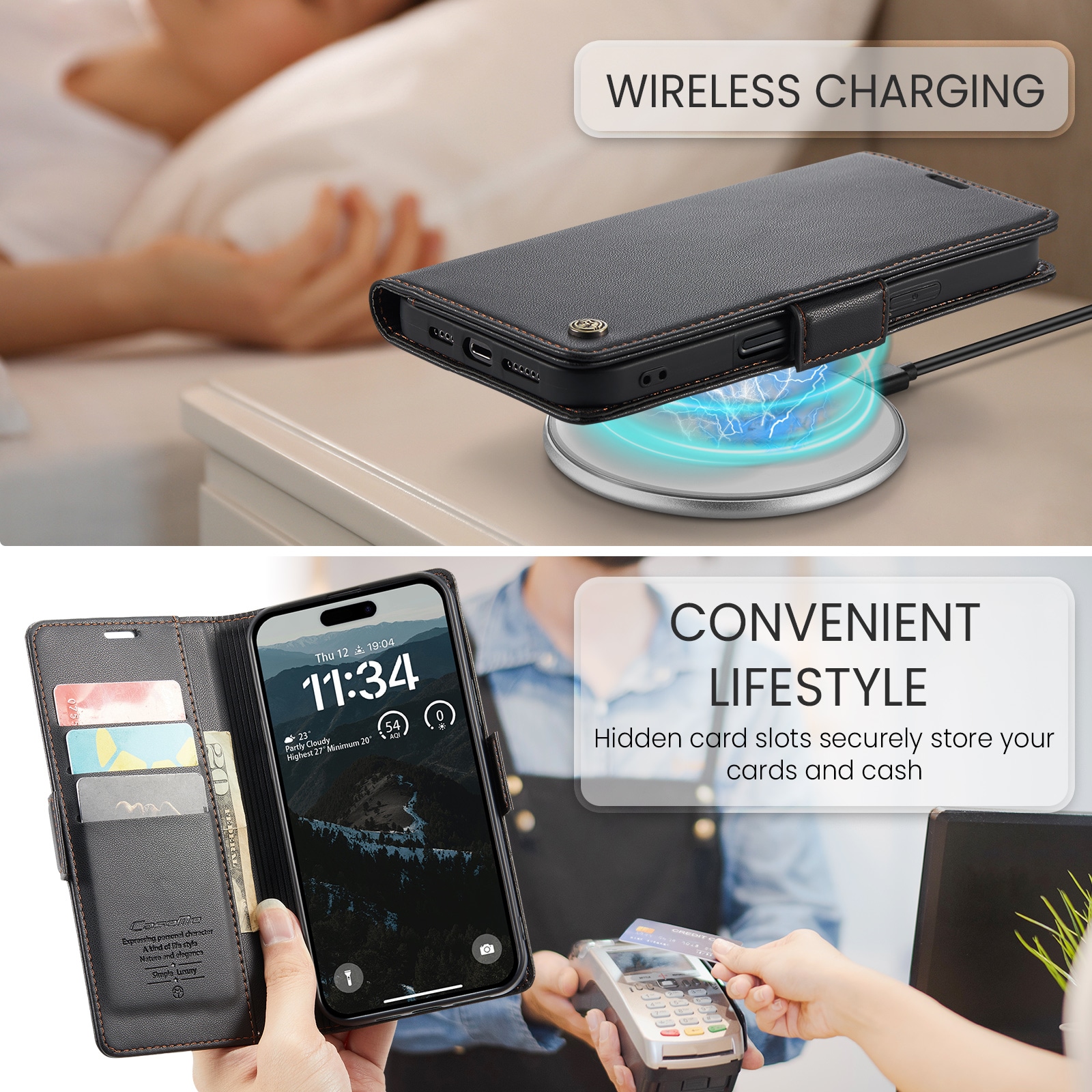 iPhone 17 Pro Slimmat RFID-plånboksfodral, Svart