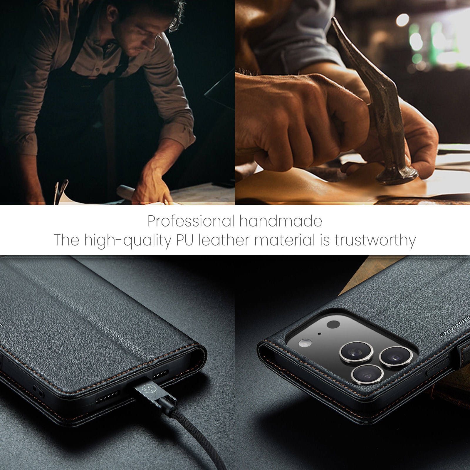 iPhone 17 Pro Max Slimmat RFID-plånboksfodral, Svart