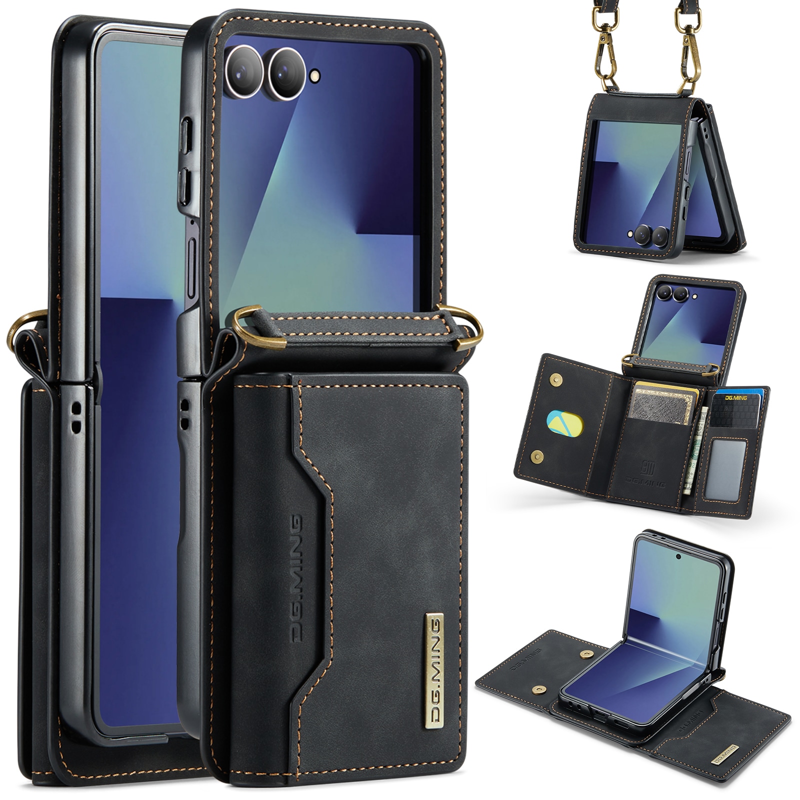Samsung Galaxy Z Flip 7 Skal med inbyggd plånbok, Svart