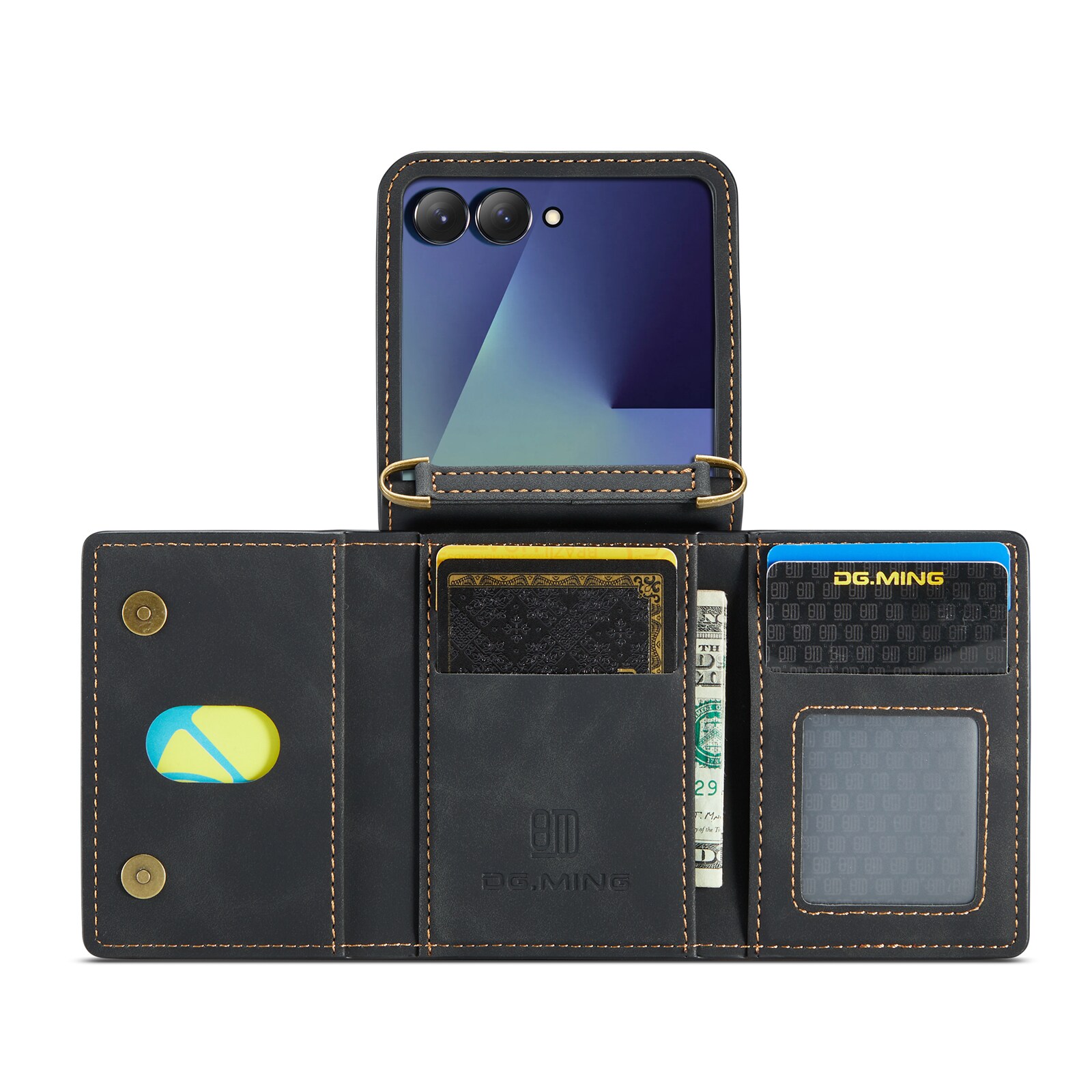 Samsung Galaxy Z Flip 7 Skal med inbyggd plånbok, Svart