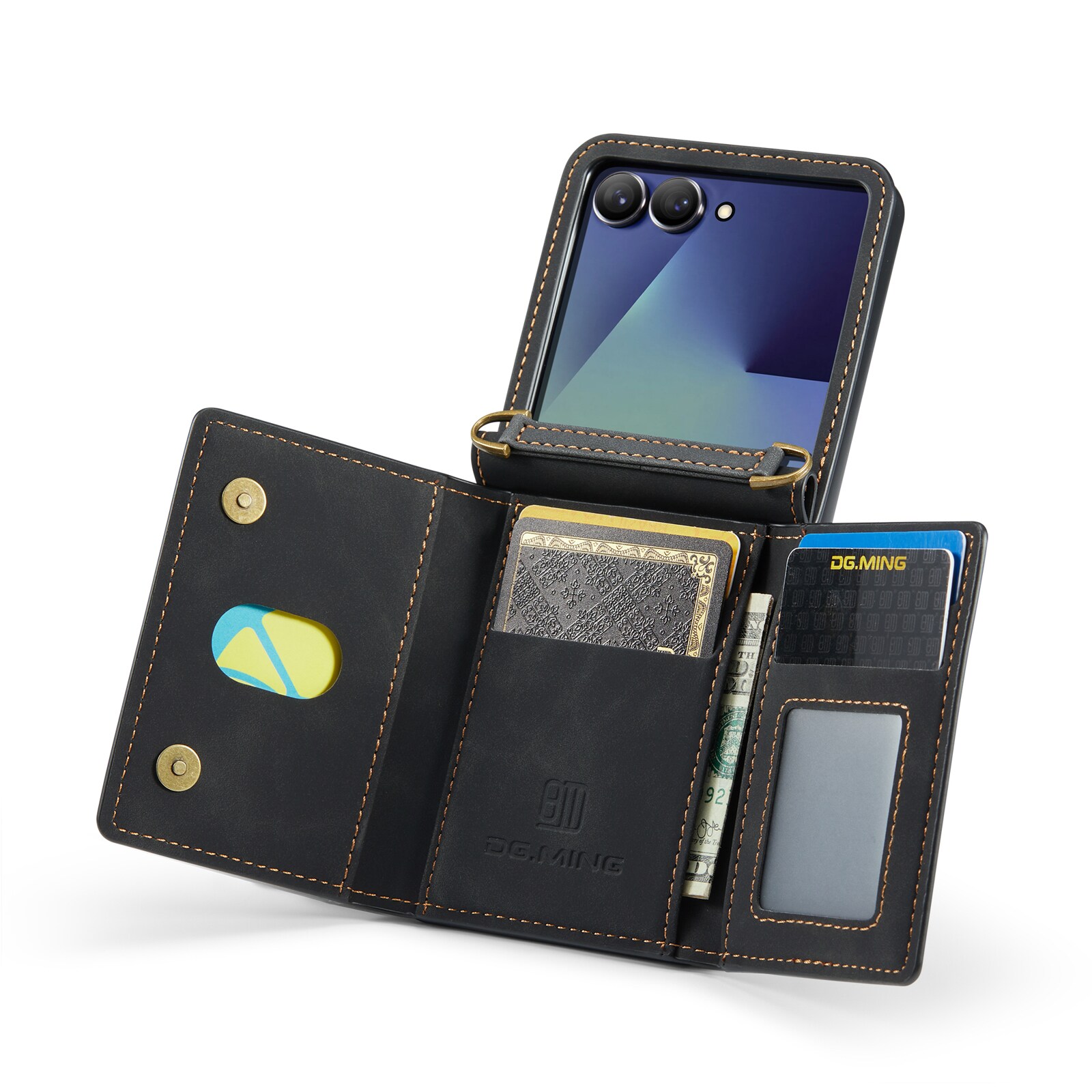 Samsung Galaxy Z Flip 7 Skal med inbyggd plånbok, Svart