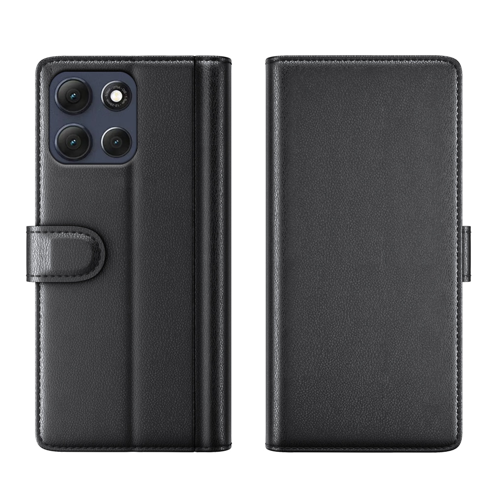 Motorola Moto G86 Plånboksfodral i Äkta Läder, Svart