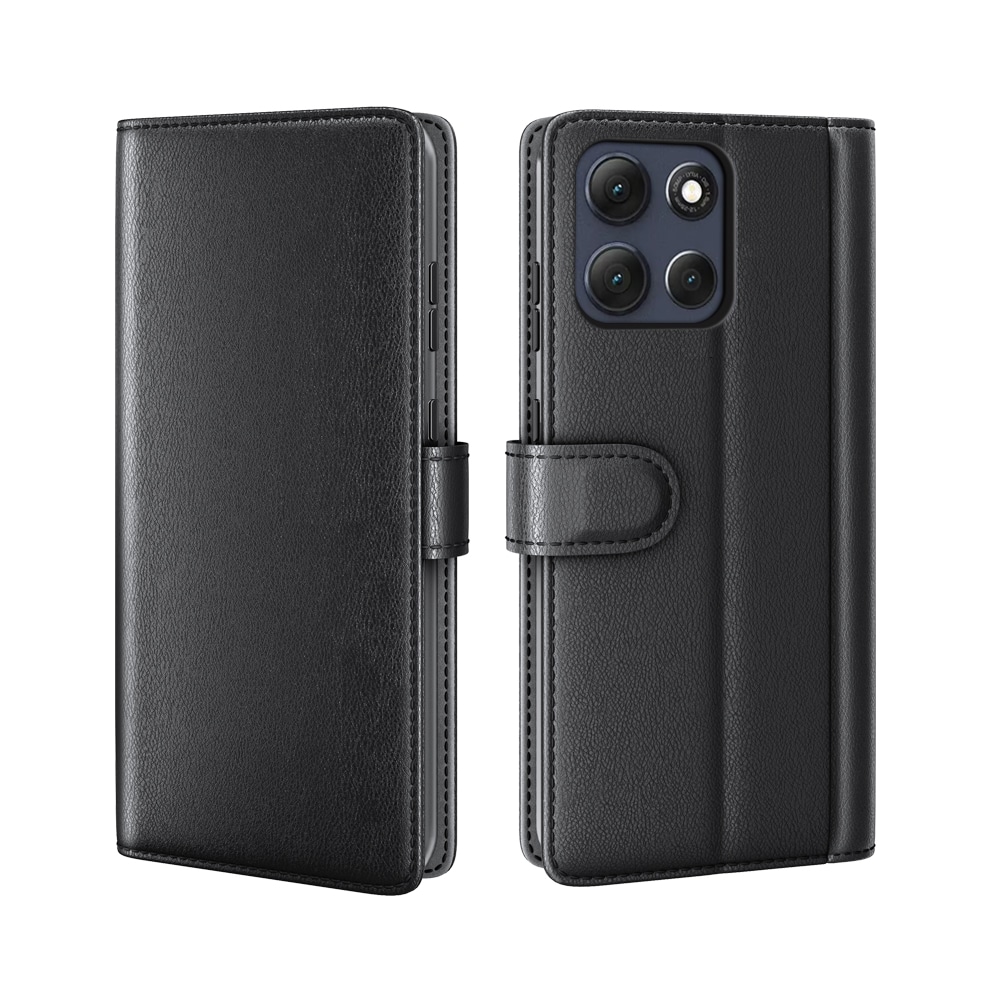 Motorola Moto G86 Plånboksfodral i Äkta Läder, Svart
