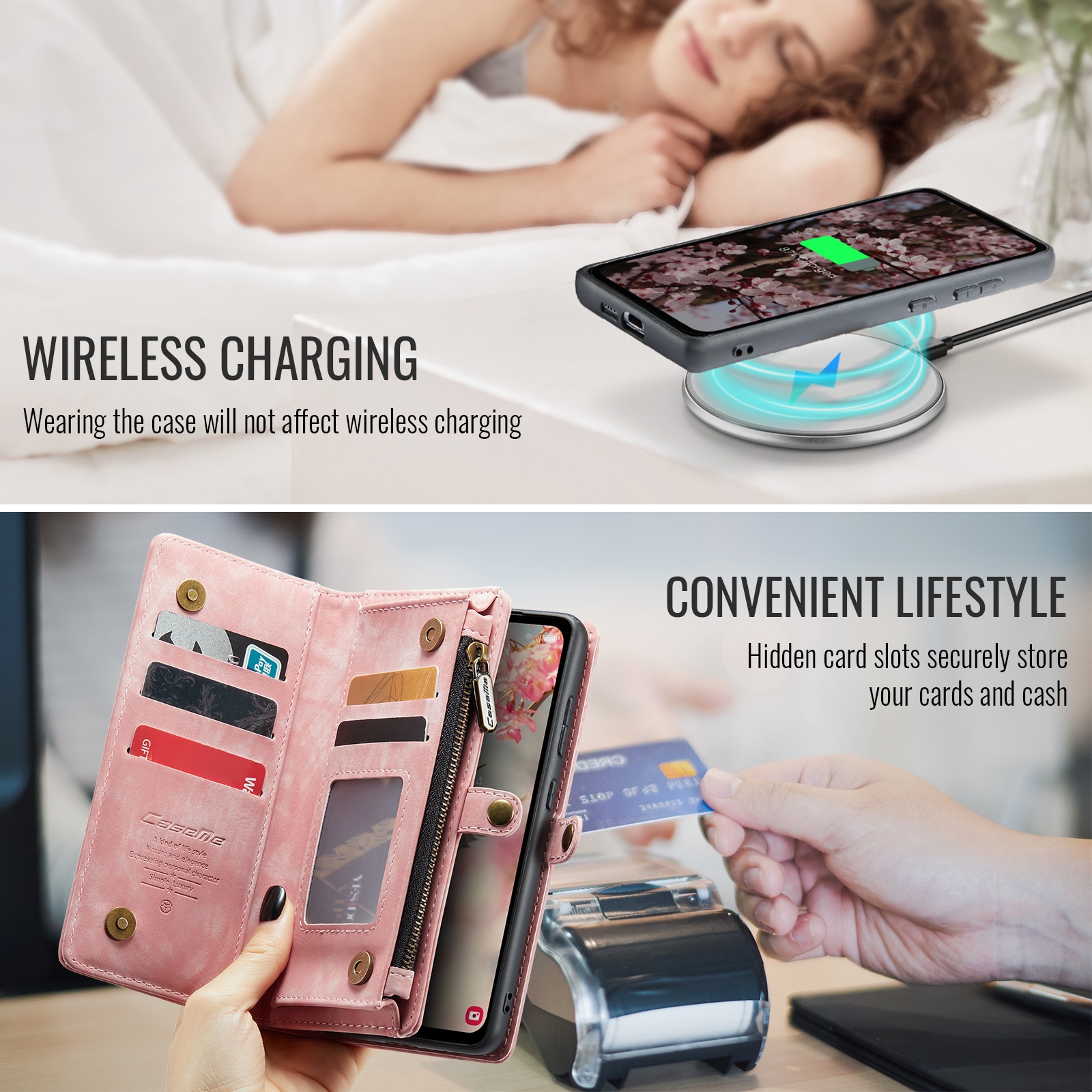 Samsung Galaxy S25 FE Rymligt plånboksfodral med många kortfack, Rosa