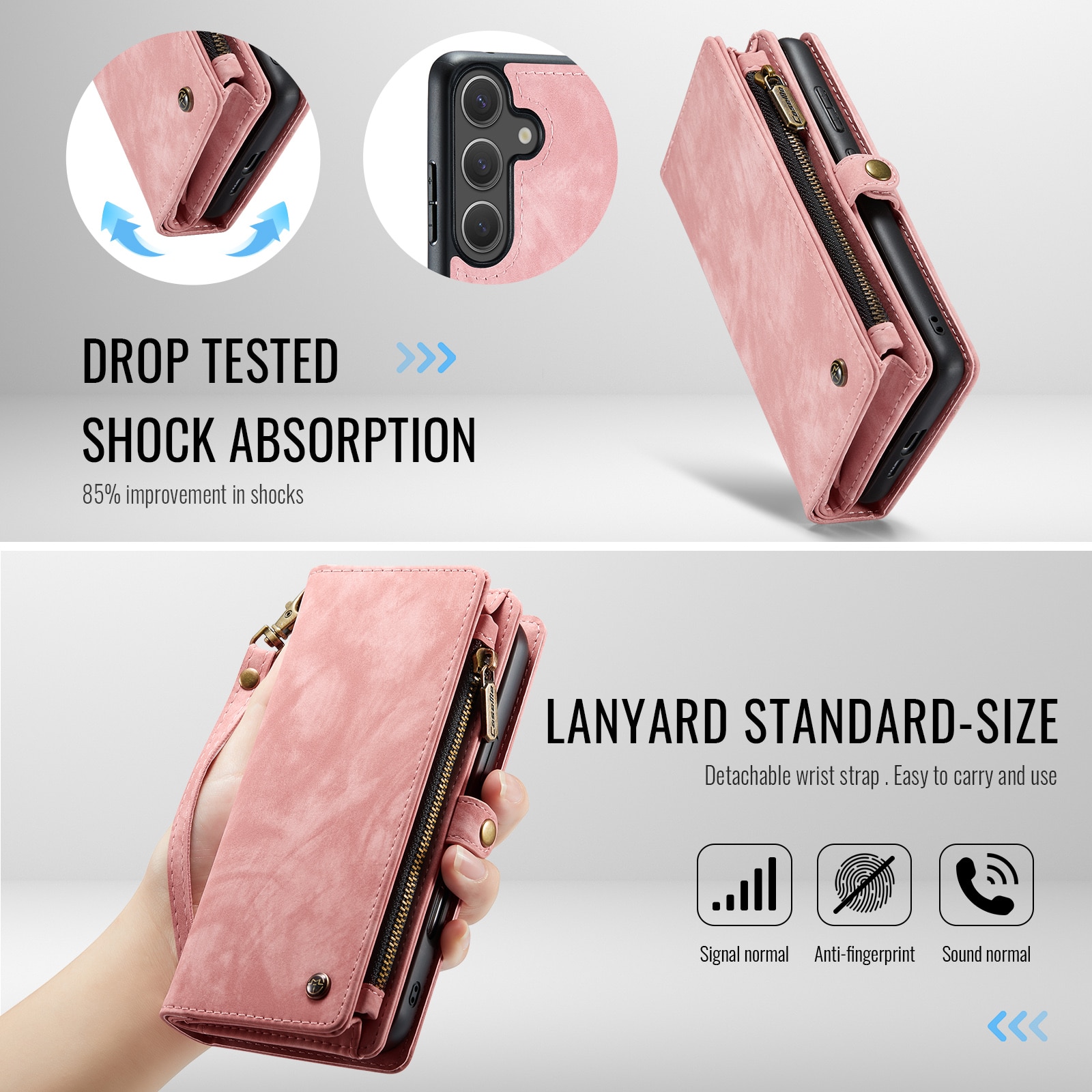 Samsung Galaxy S25 FE Rymligt plånboksfodral med många kortfack, Rosa