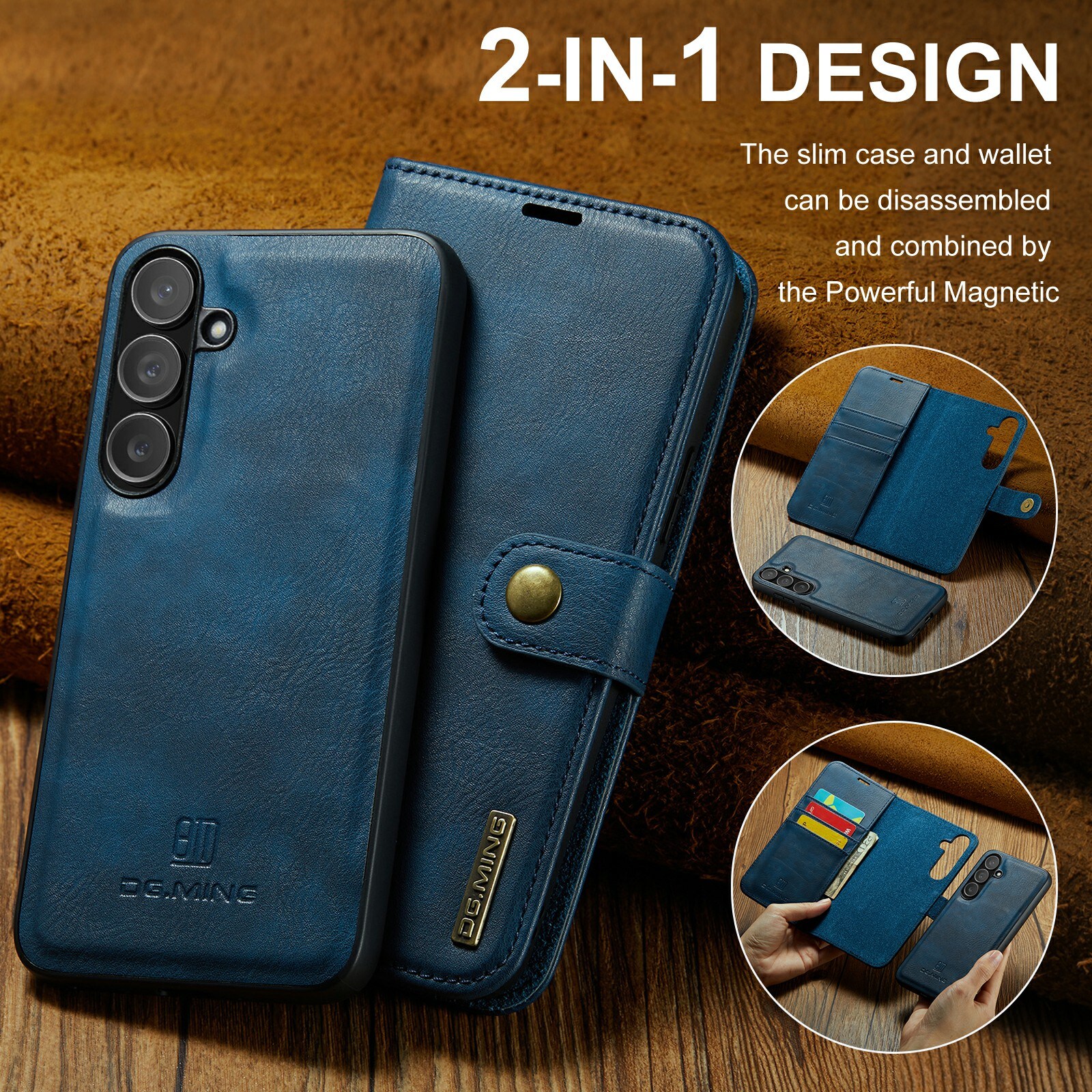 Samsung Galaxy S25 FE Plånboksfodral med avtagbart skal, Blue