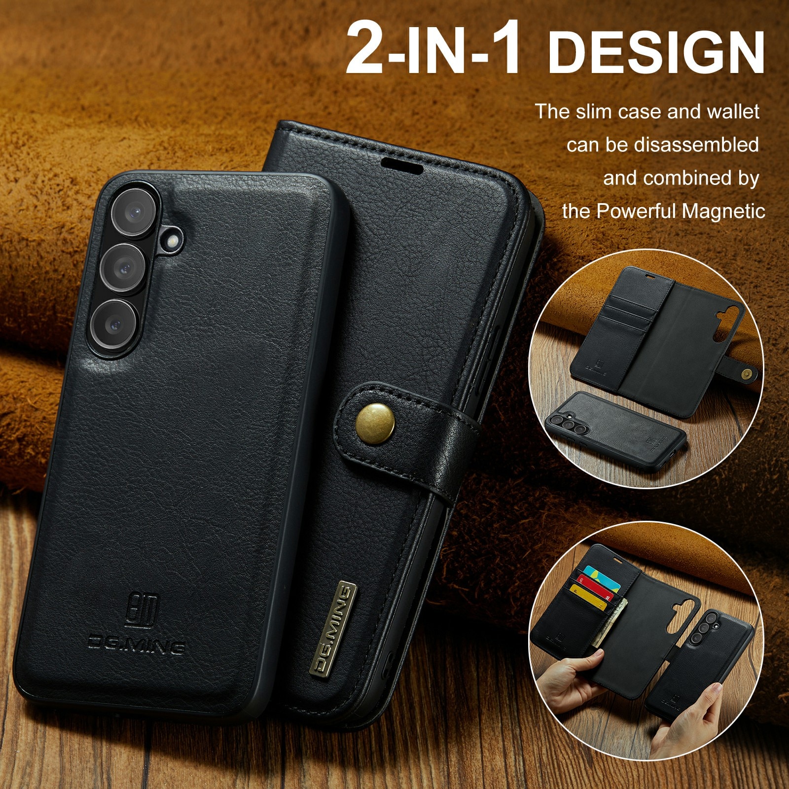 Samsung Galaxy S25 FE Plånboksfodral med avtagbart skal, Black